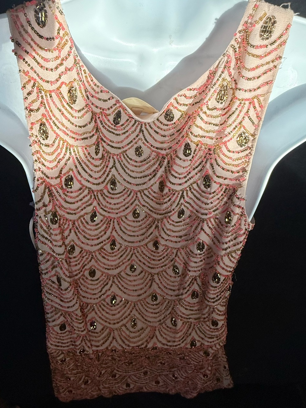 Moulinette Soeurs Pink and Gold Beaded Mini Dress - Picture 5 of 6